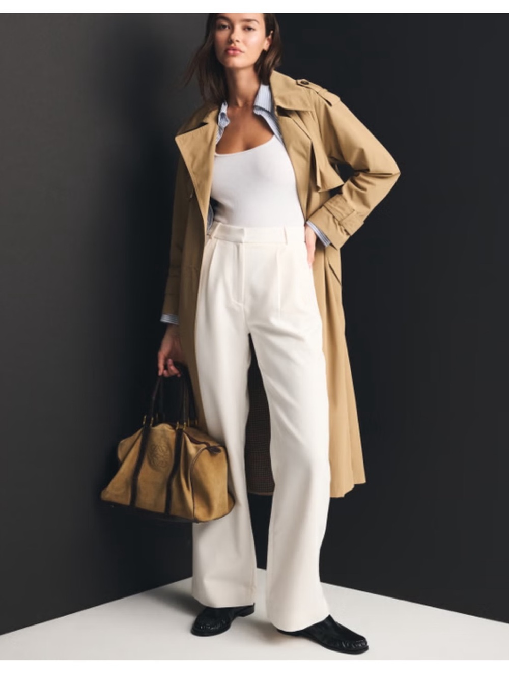 Abercrombie & Fitch Sloane Tailored Pants in Cream